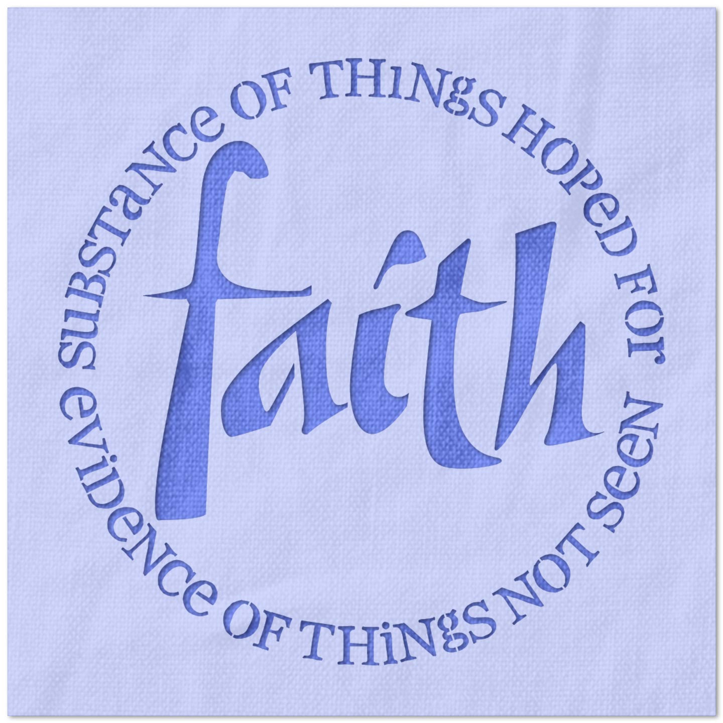 Faith typography stencil with inspirational circular quote design.