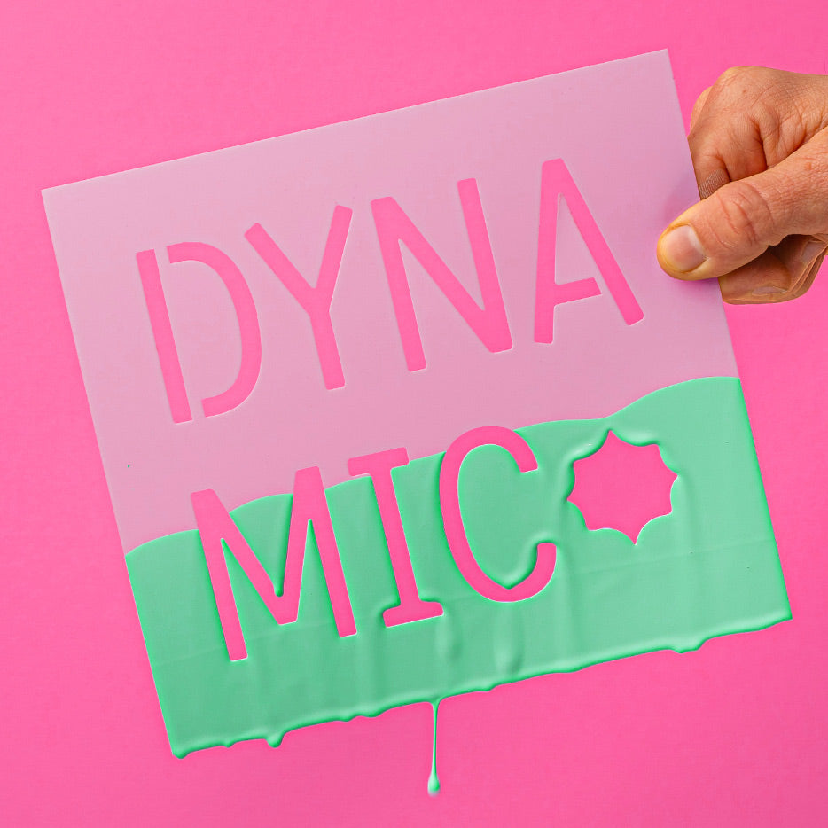 custom logo stencil dripping with paint