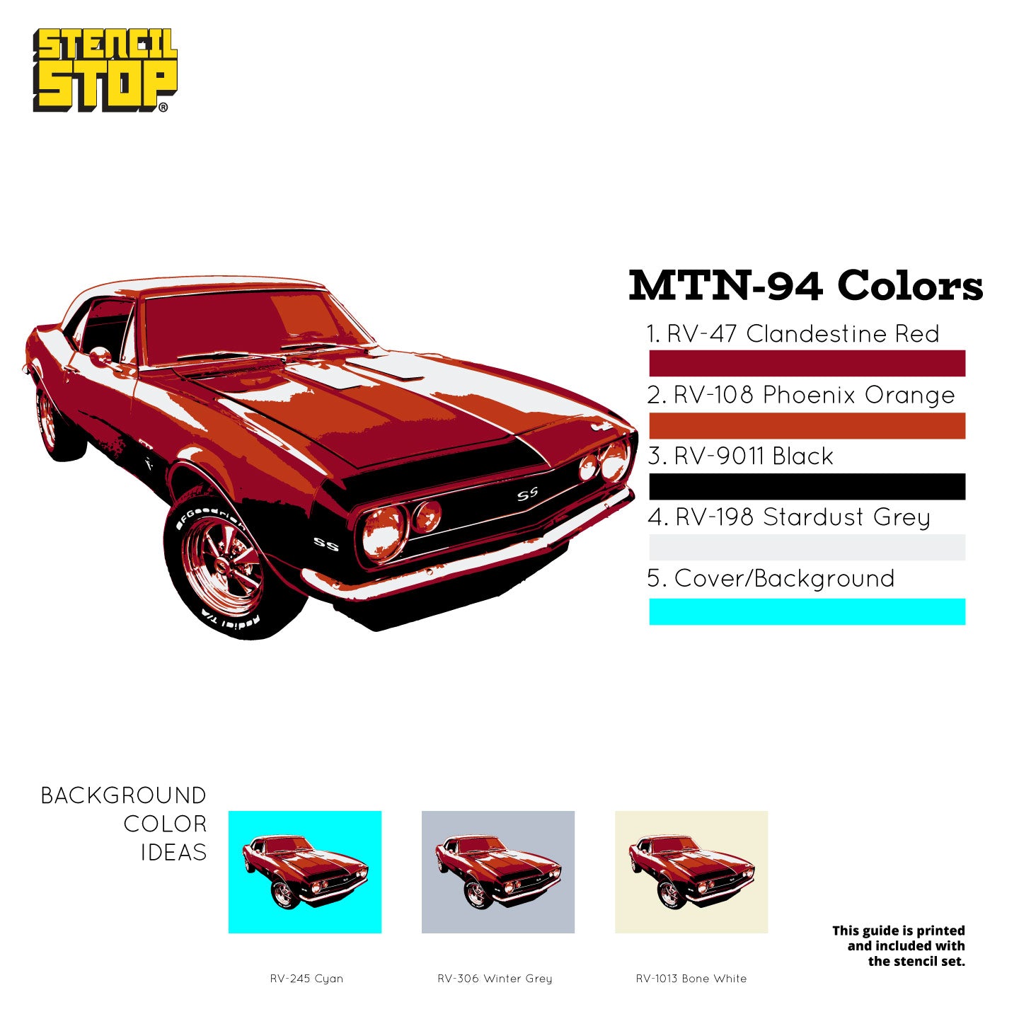 Juego de plantillas de capas Chevrolet Camaro 1969