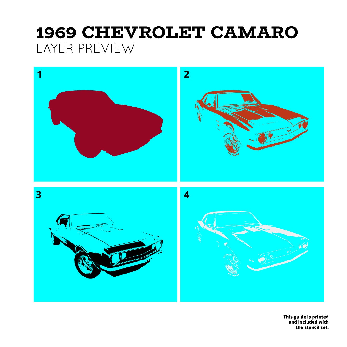 Juego de plantillas de capas Chevrolet Camaro 1969