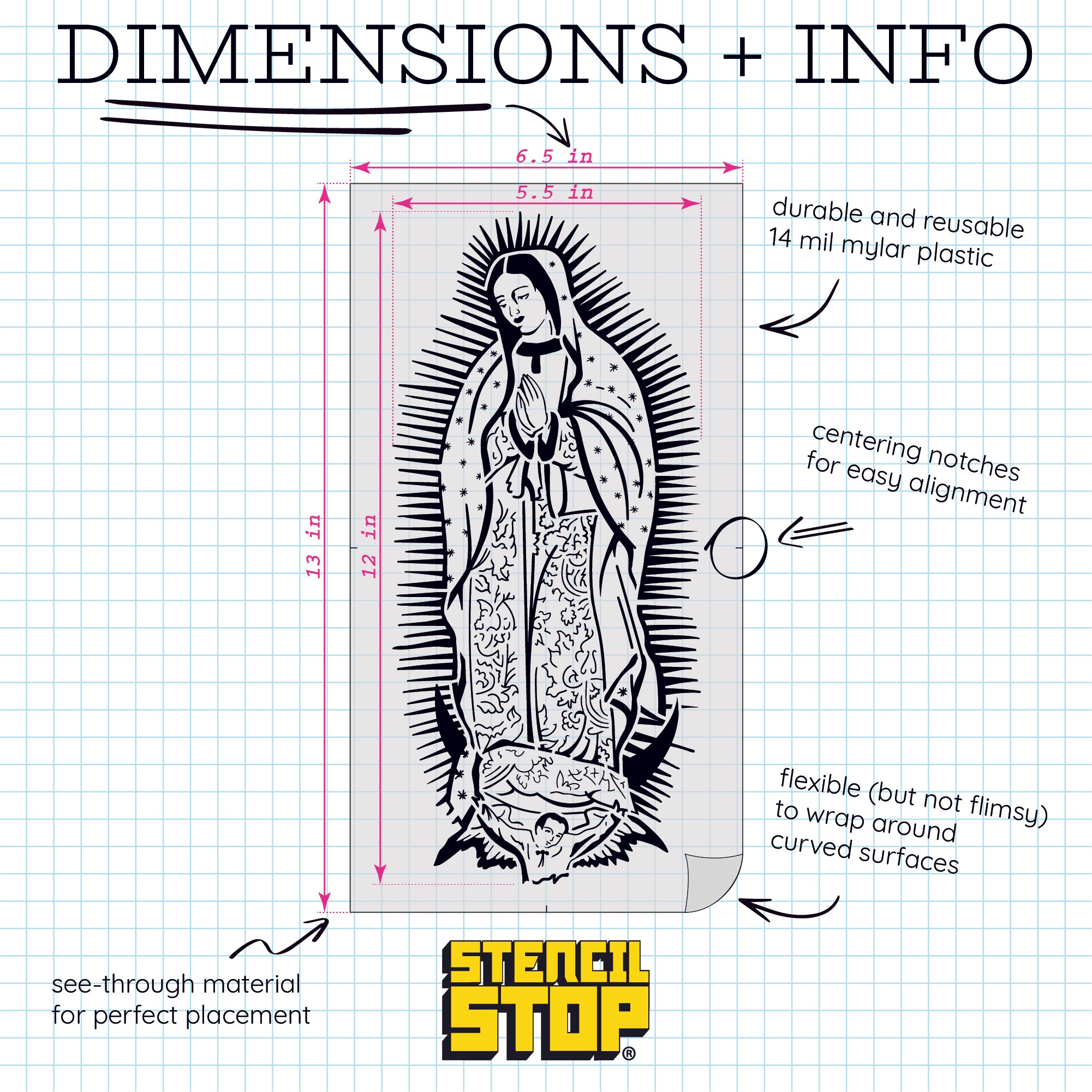 Our Lady of Guadalupe Detailed Stencil