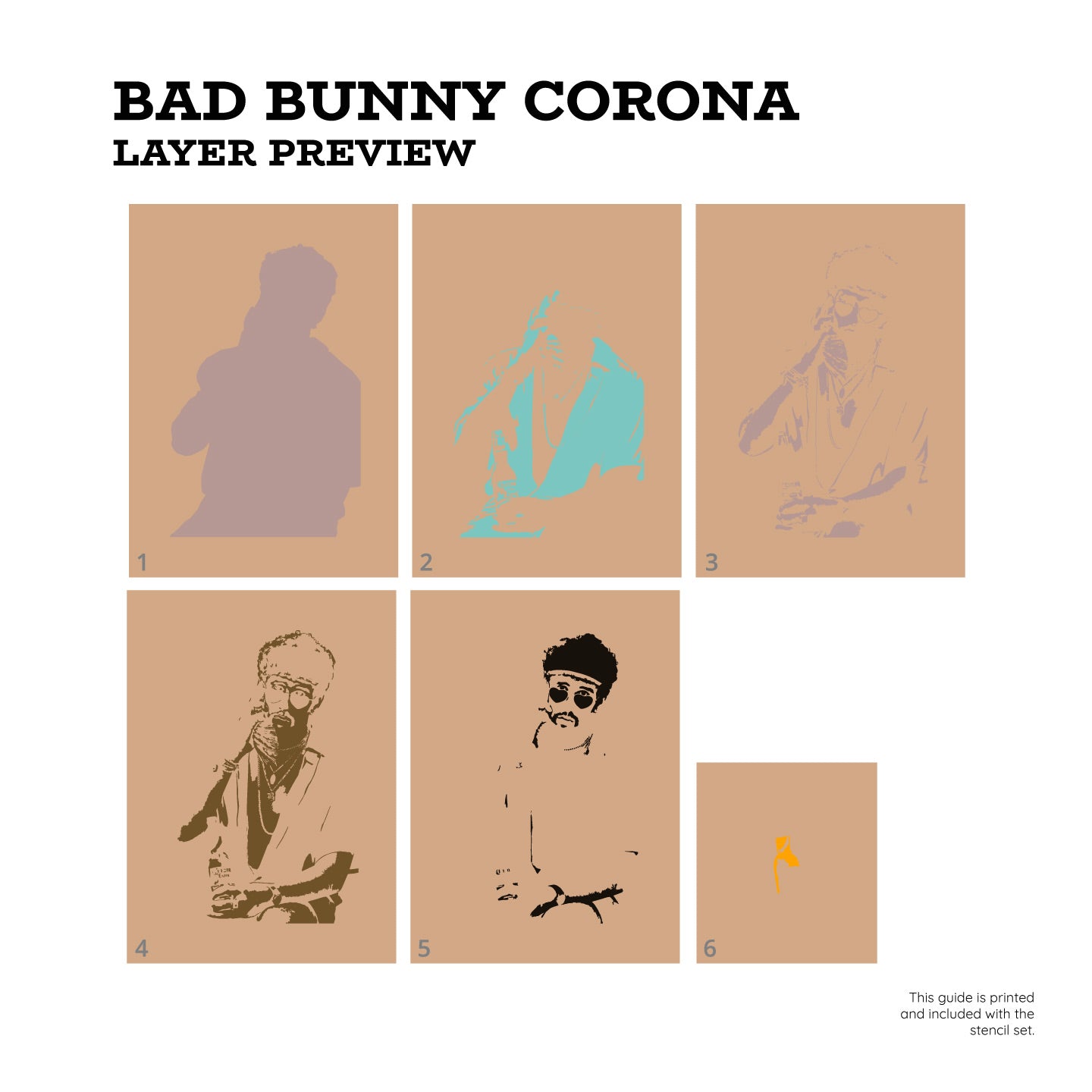 Bad Bunny Corona 6 Layer Stencil Set