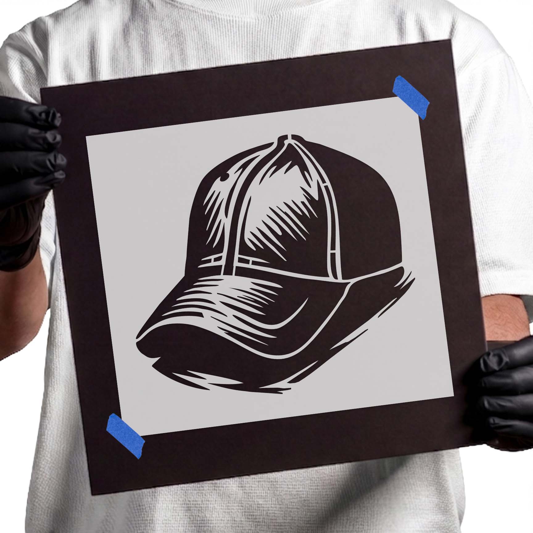 Classic curved brim baseball cap stencil design