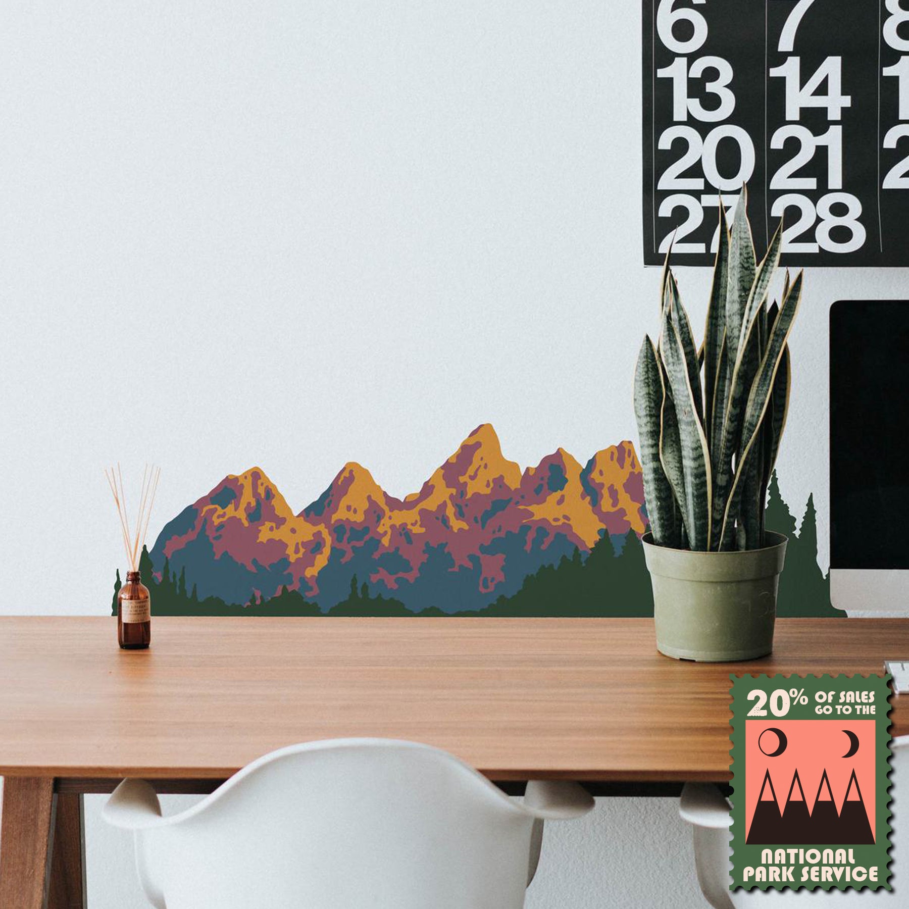 Juego de plantillas para mural de pared de las montañas Grand Teton