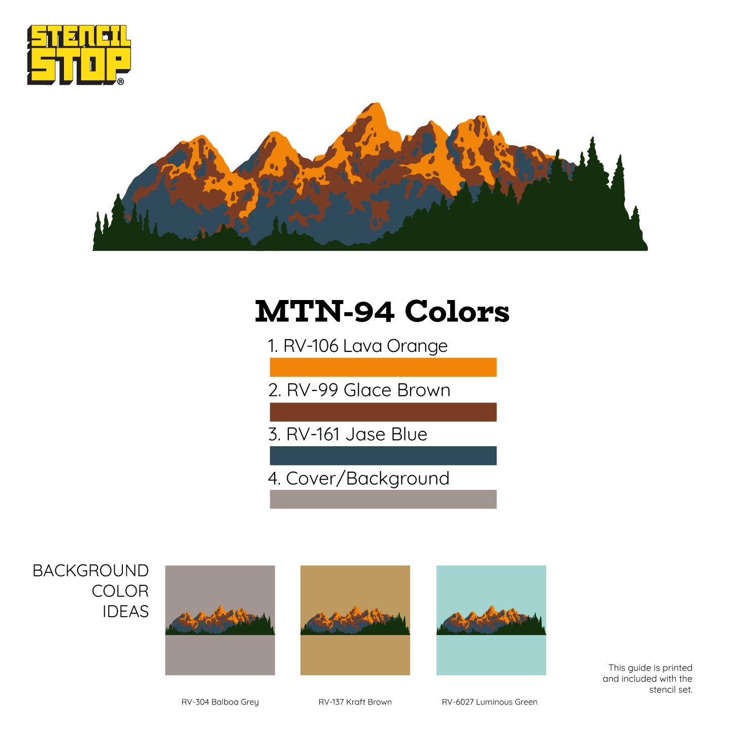 Juego de plantillas para mural de pared de las montañas Grand Teton