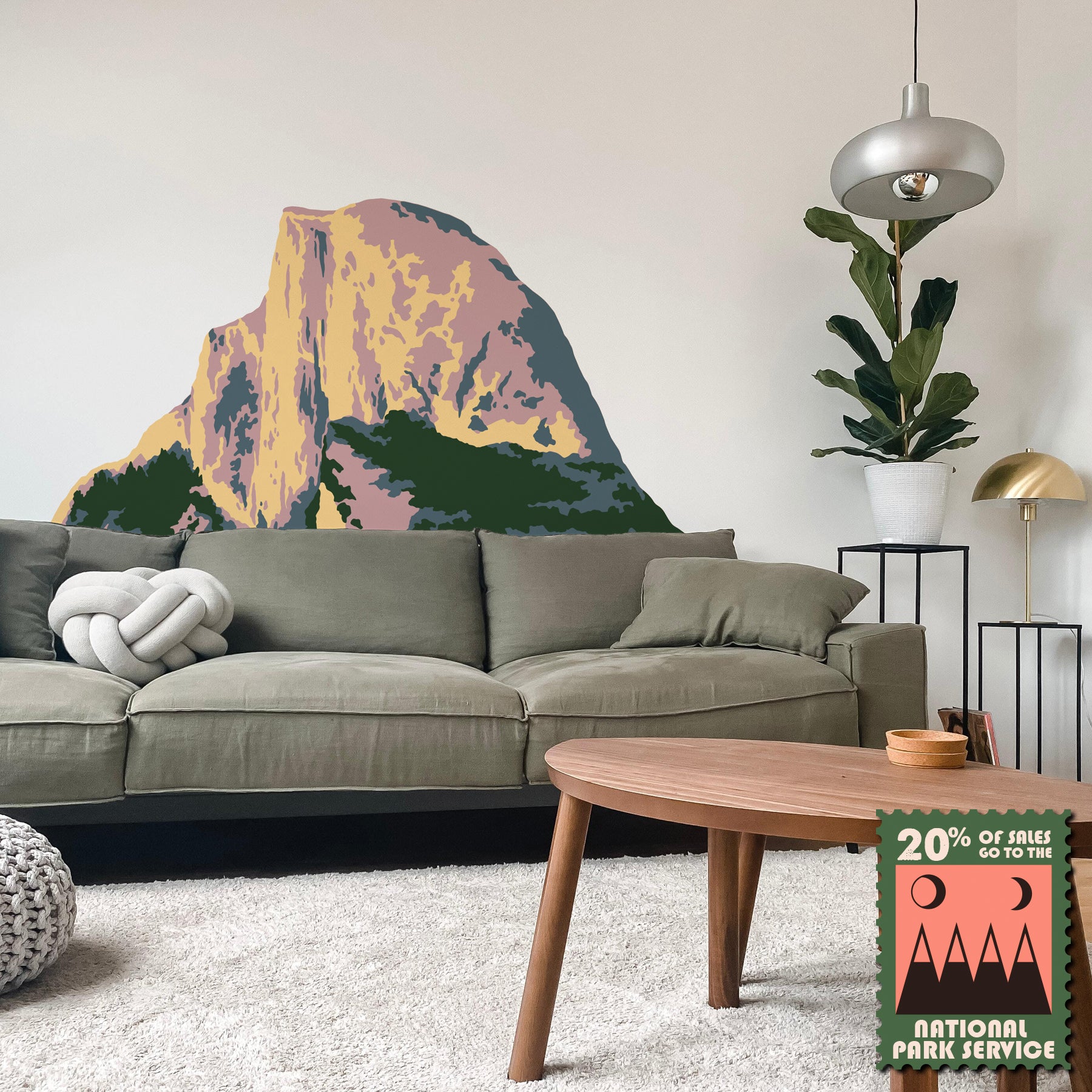 Juego de plantillas para mural de pared de Yosemite de media cúpula