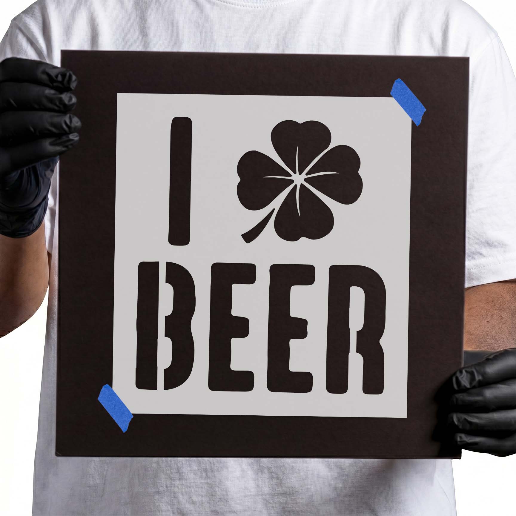 I Love Beer Shamrock Stencil