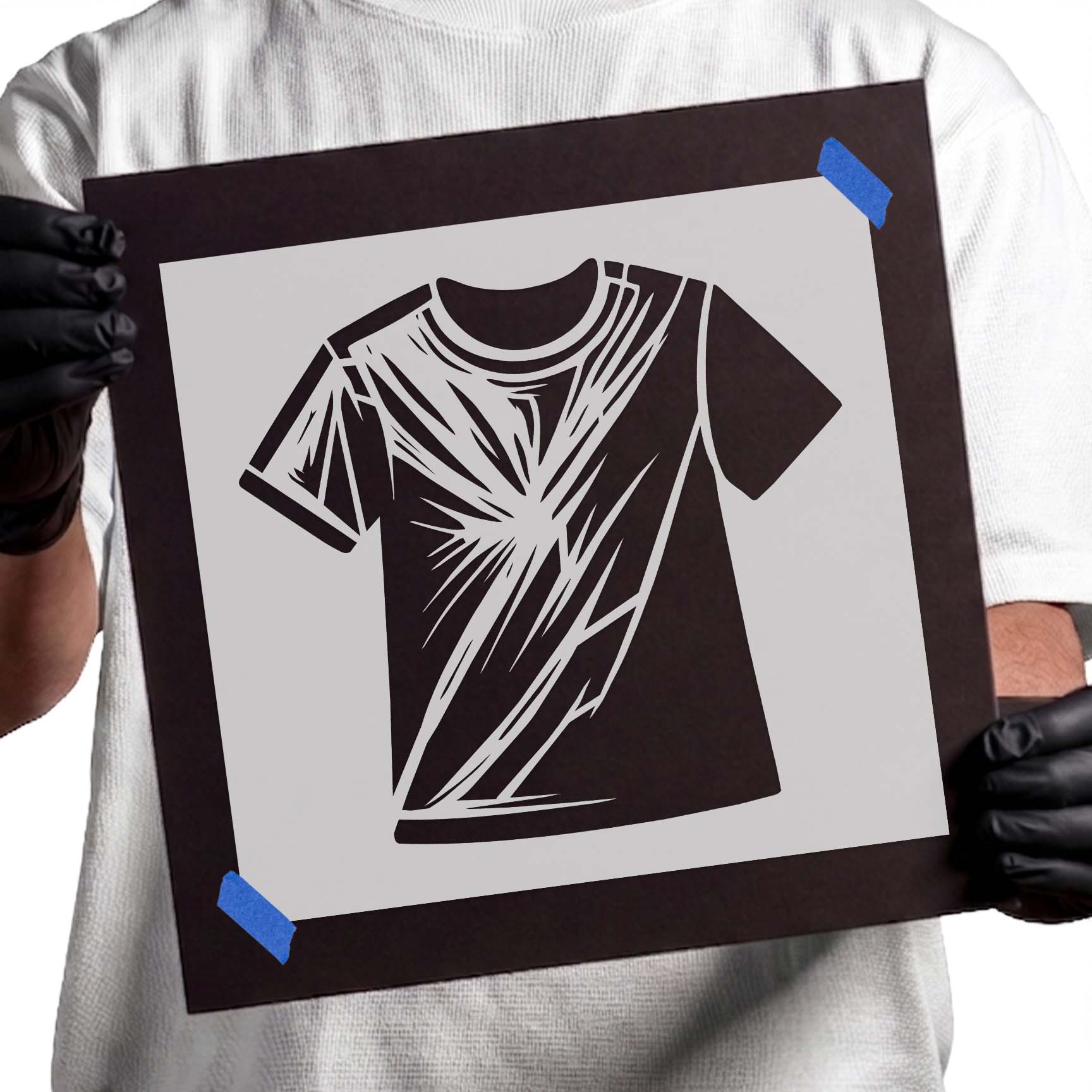 T-shirt stencil with bold graphic burst design