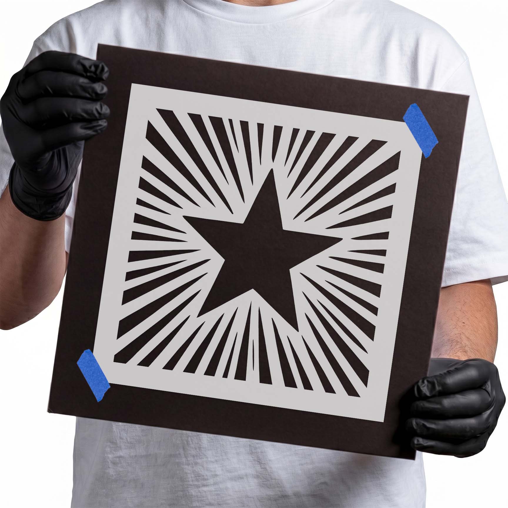 Sunburst Star Stencil with bold five-point star and radiating rays