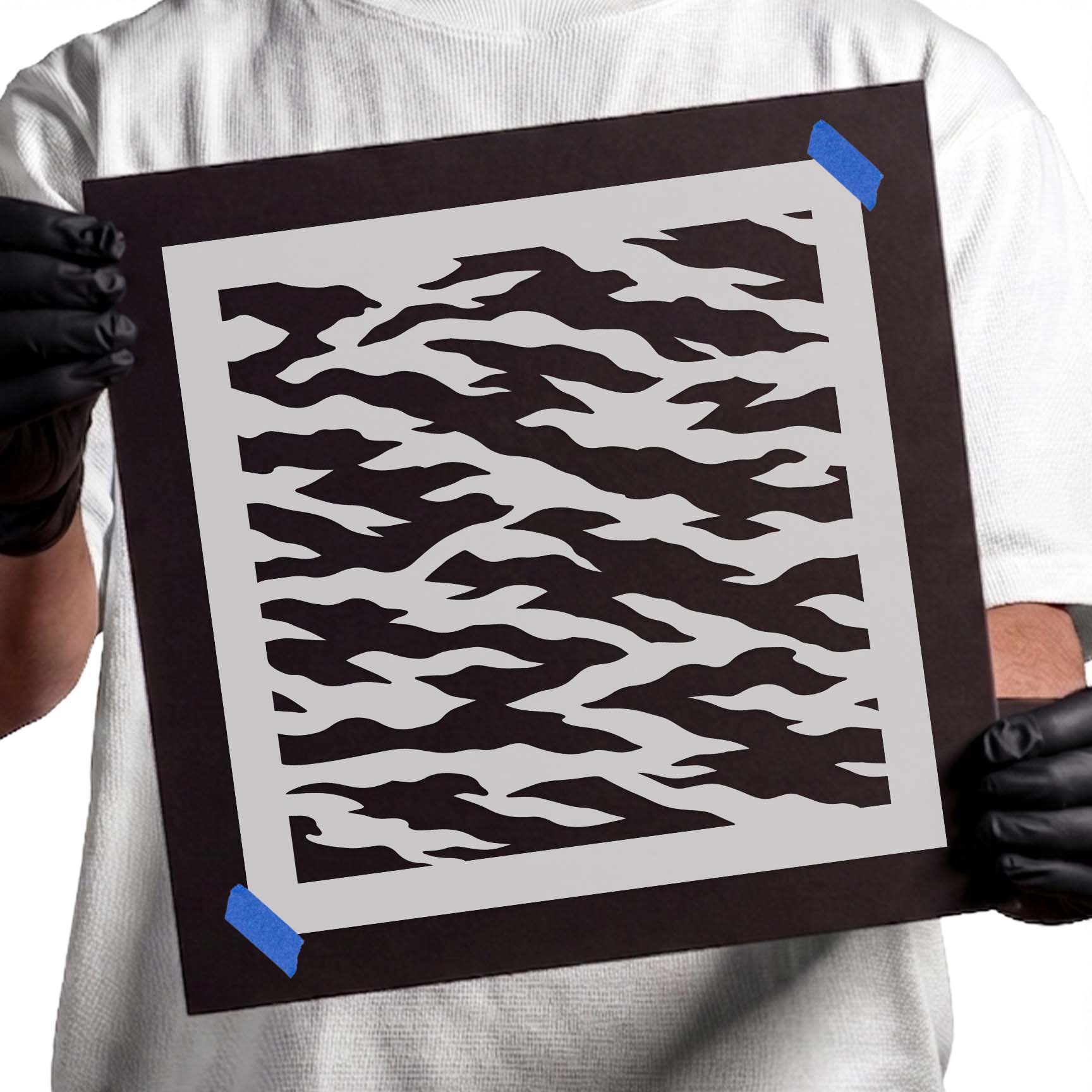 Tiger stripe camouflage pattern reusable stencil for painting