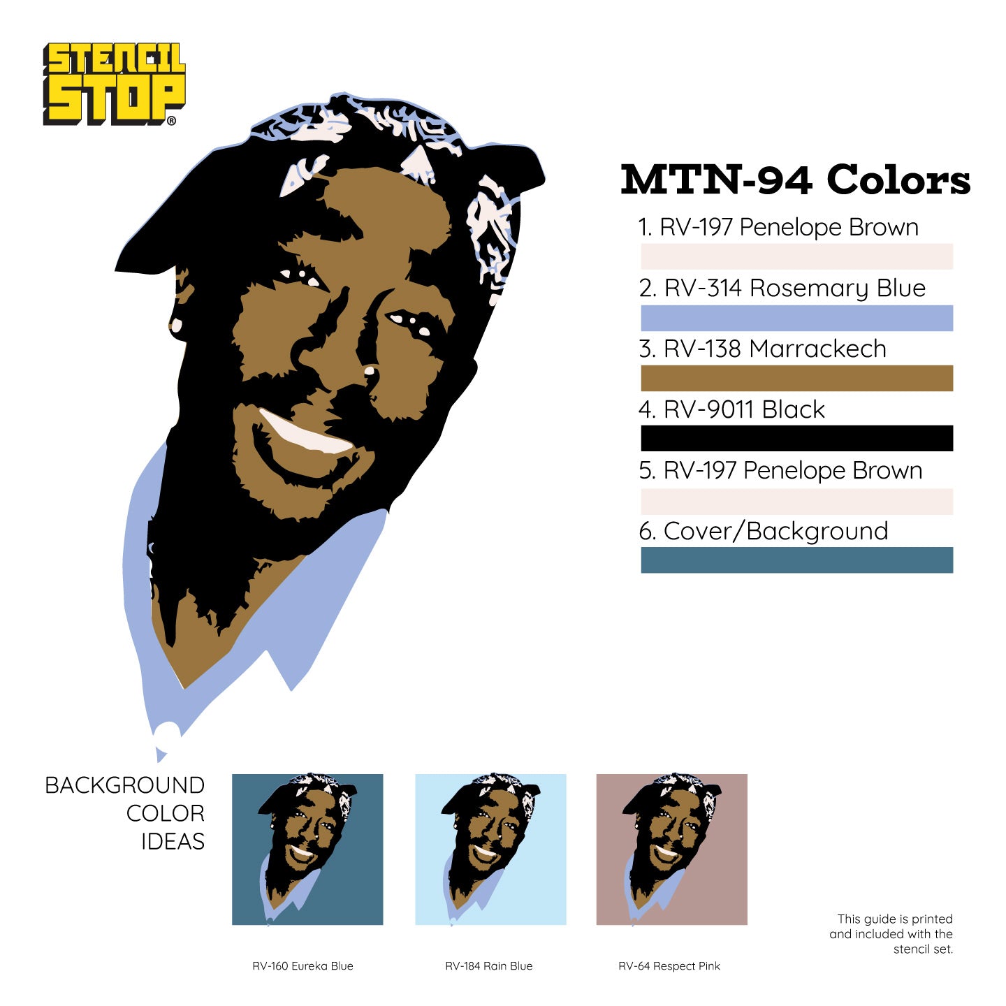 Juego de plantillas en capas "Con Bandana" de Tupac