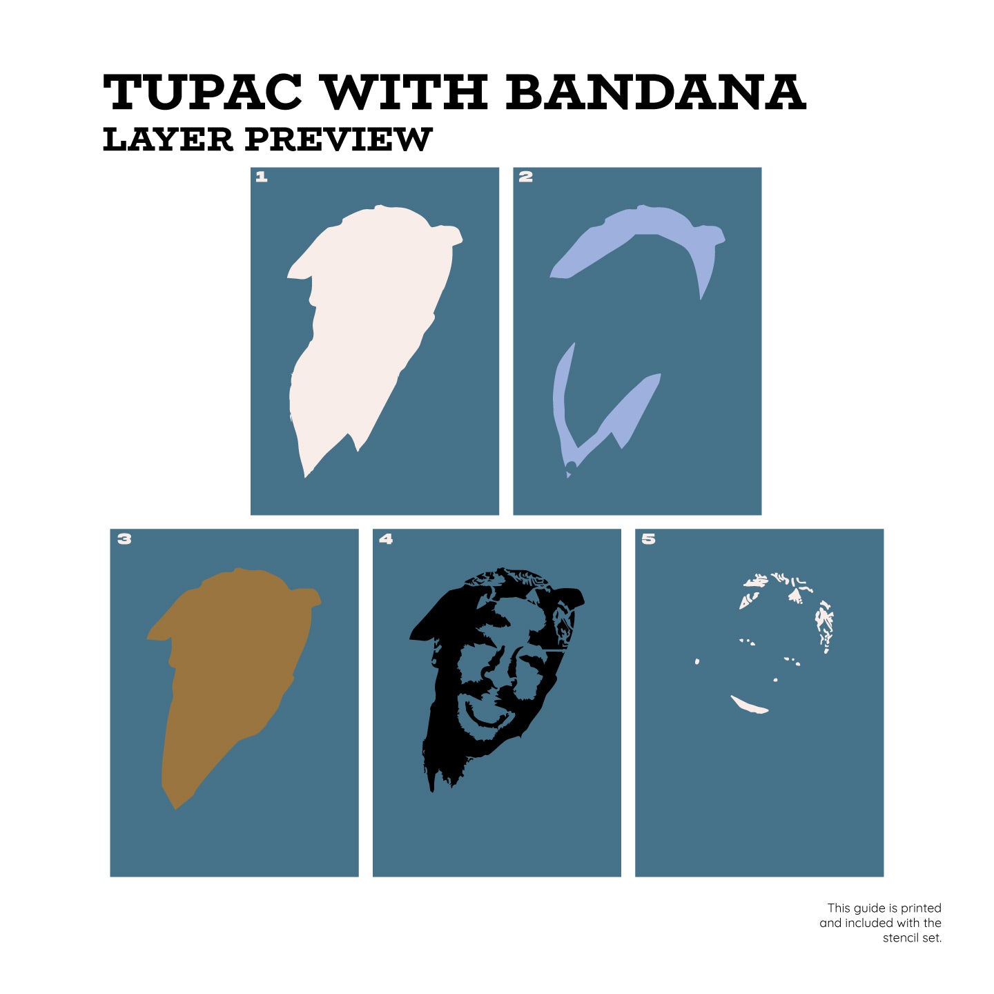 Juego de plantillas en capas "Con Bandana" de Tupac