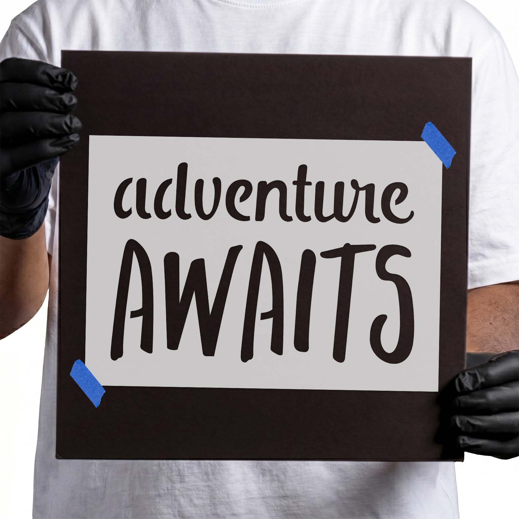 Adventure Awaits quote stencil design