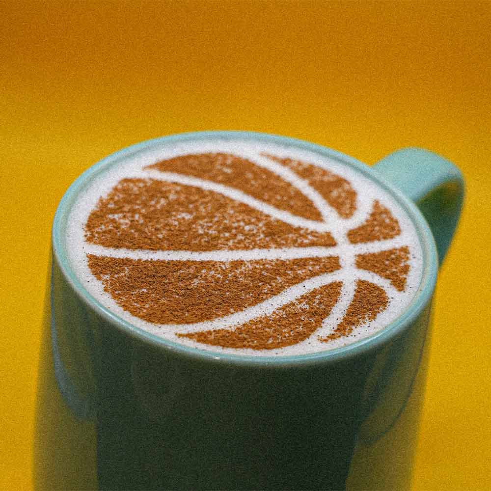 basketball latte stencil art