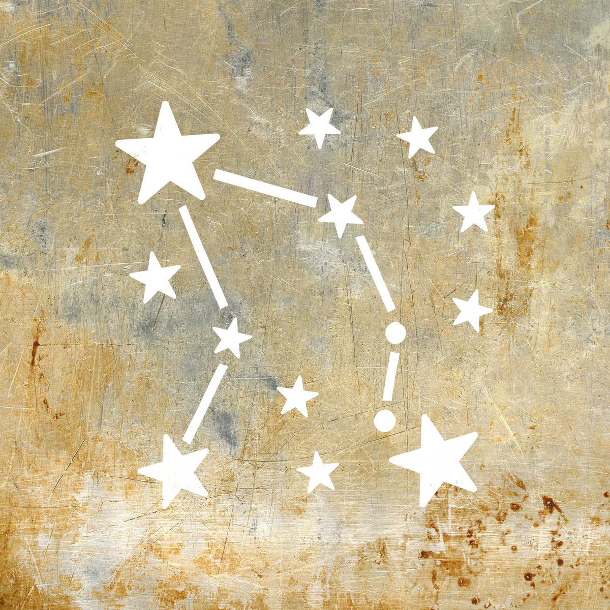 Big Dipper Constellation Night Sky Stencil with stars on distressed metal