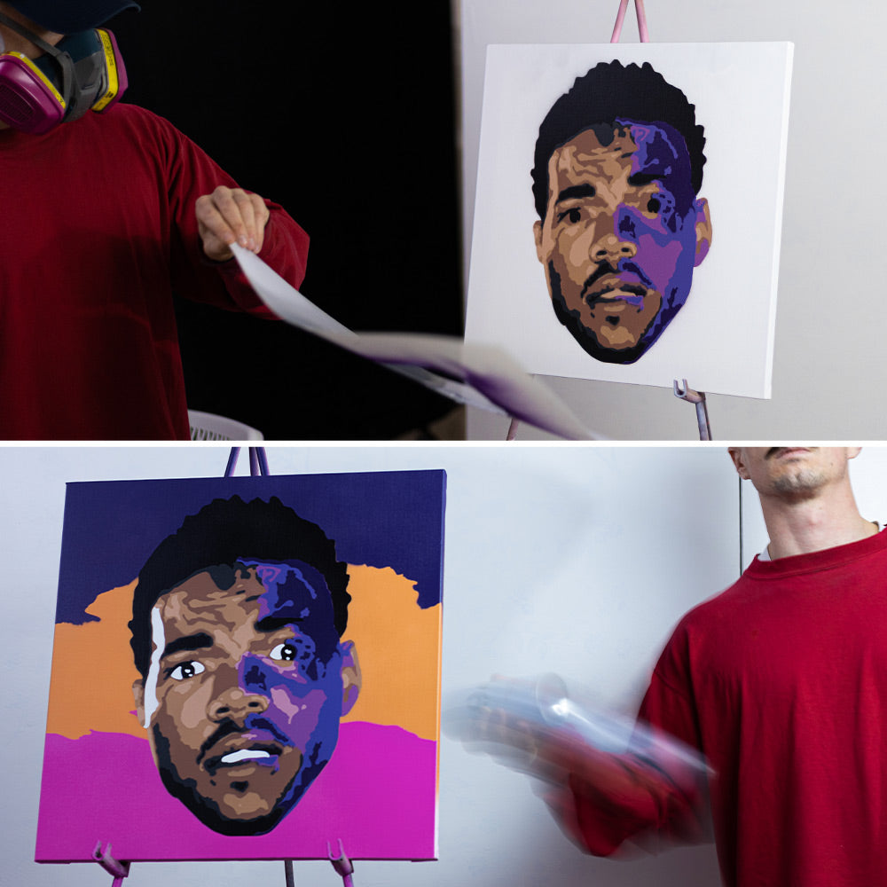 colorful stencil painting on canvas