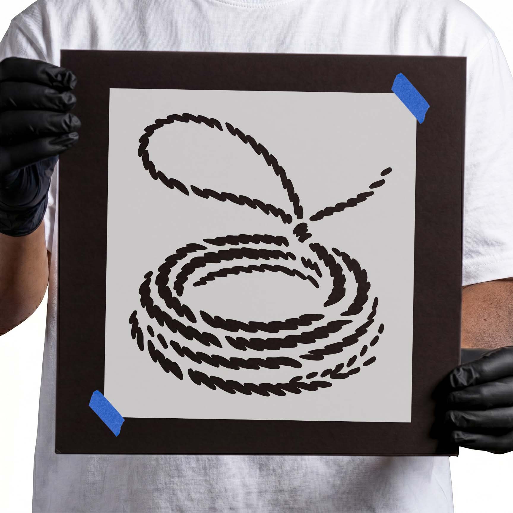 Coiled Lasso Stencil featuring a neatly coiled rope with an open loop.