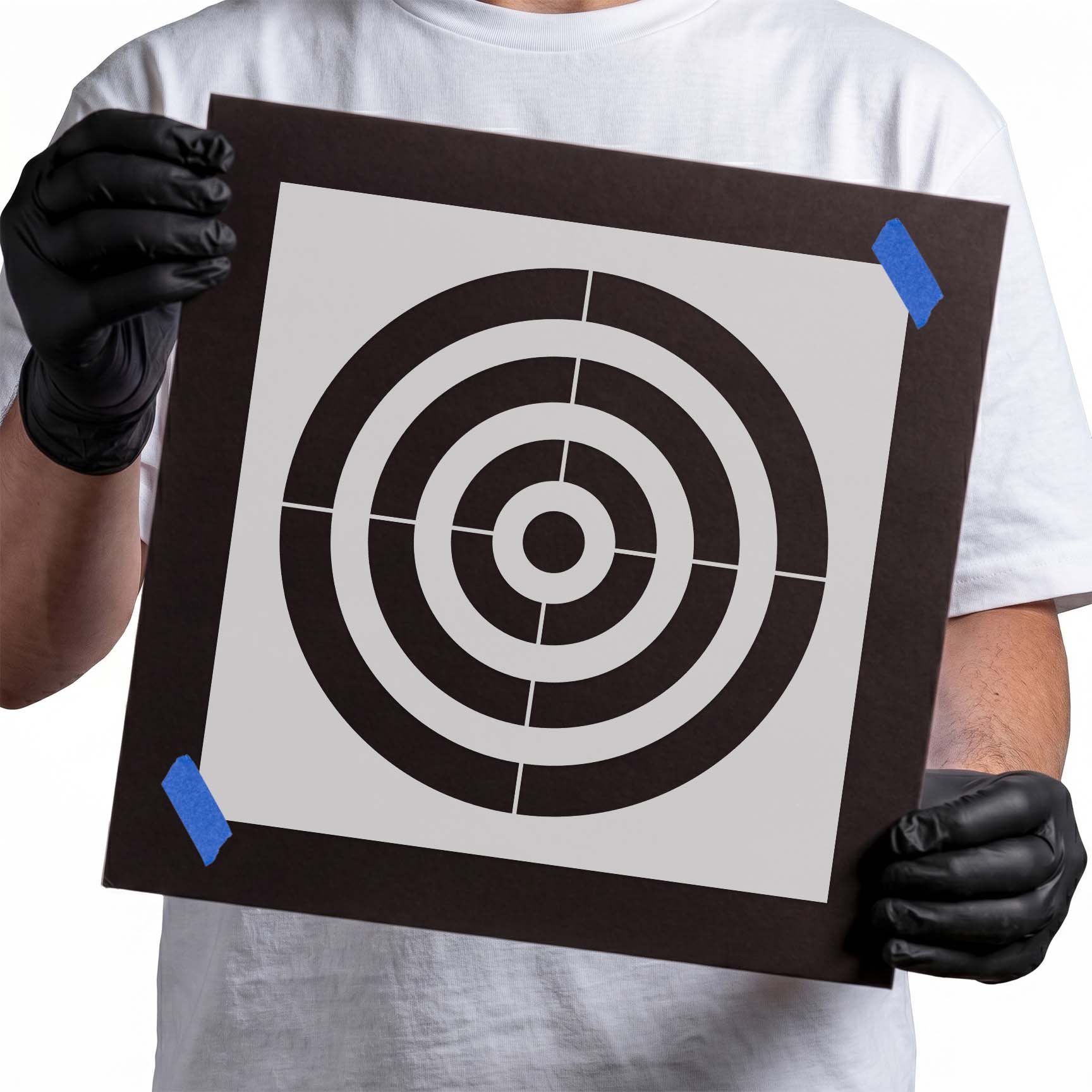 Concentric circle target stencil with bullseye rings
