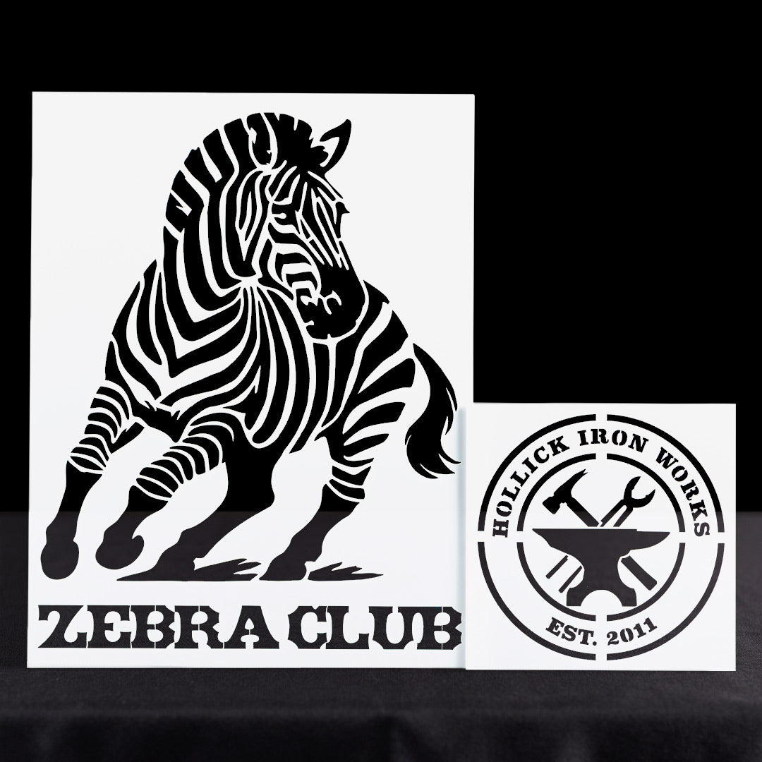 custom mylar stencils with logos on table