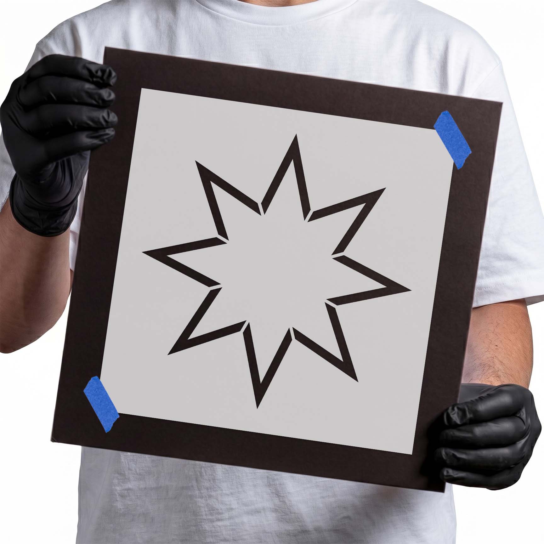 Eight-Point Star Outline Stencil with geometric angular design