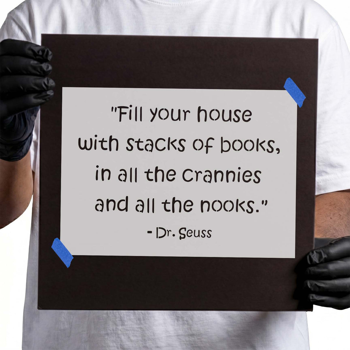 Reading quote stencil with playful text layout