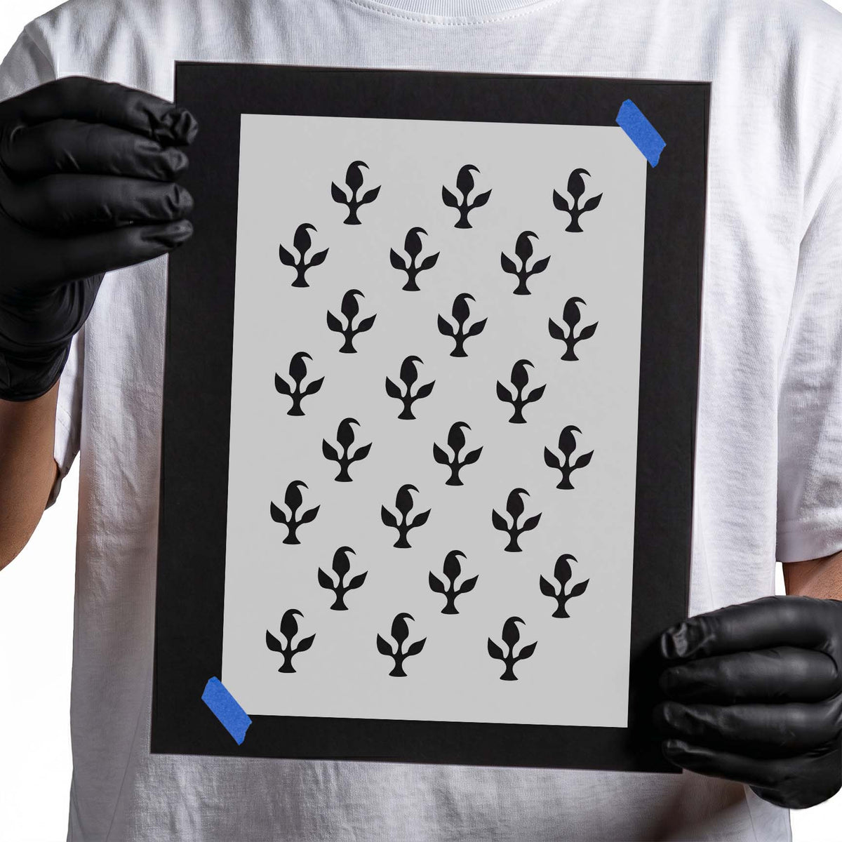 Flower Pattern Stencil with repeating rows of stylized floral motifs