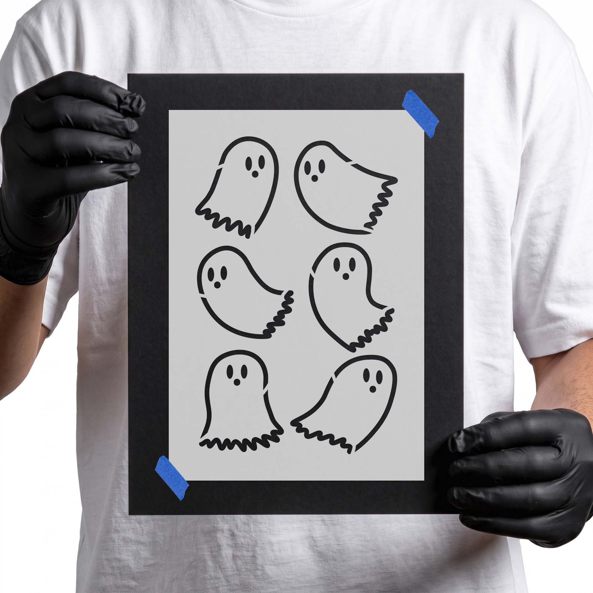 Halloween ghost pattern stencil