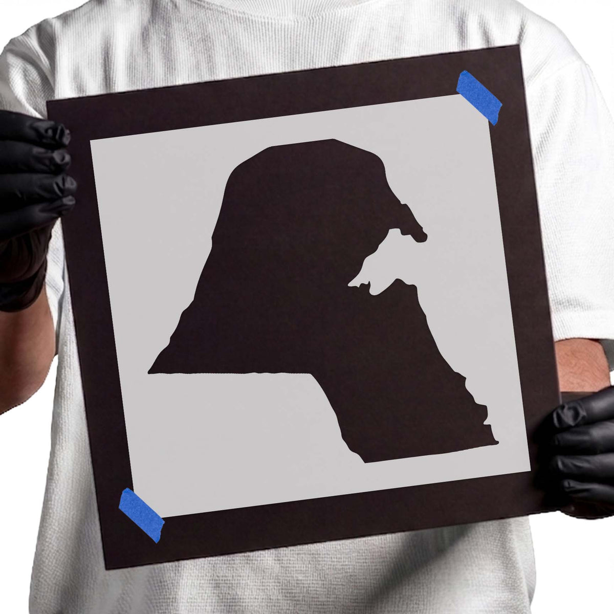 Kuwait stencil with a bold country silhouette and coastal outline