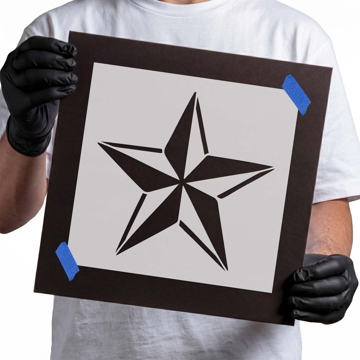 Nautical stencil featuring a five-point star with sharp geometric sections