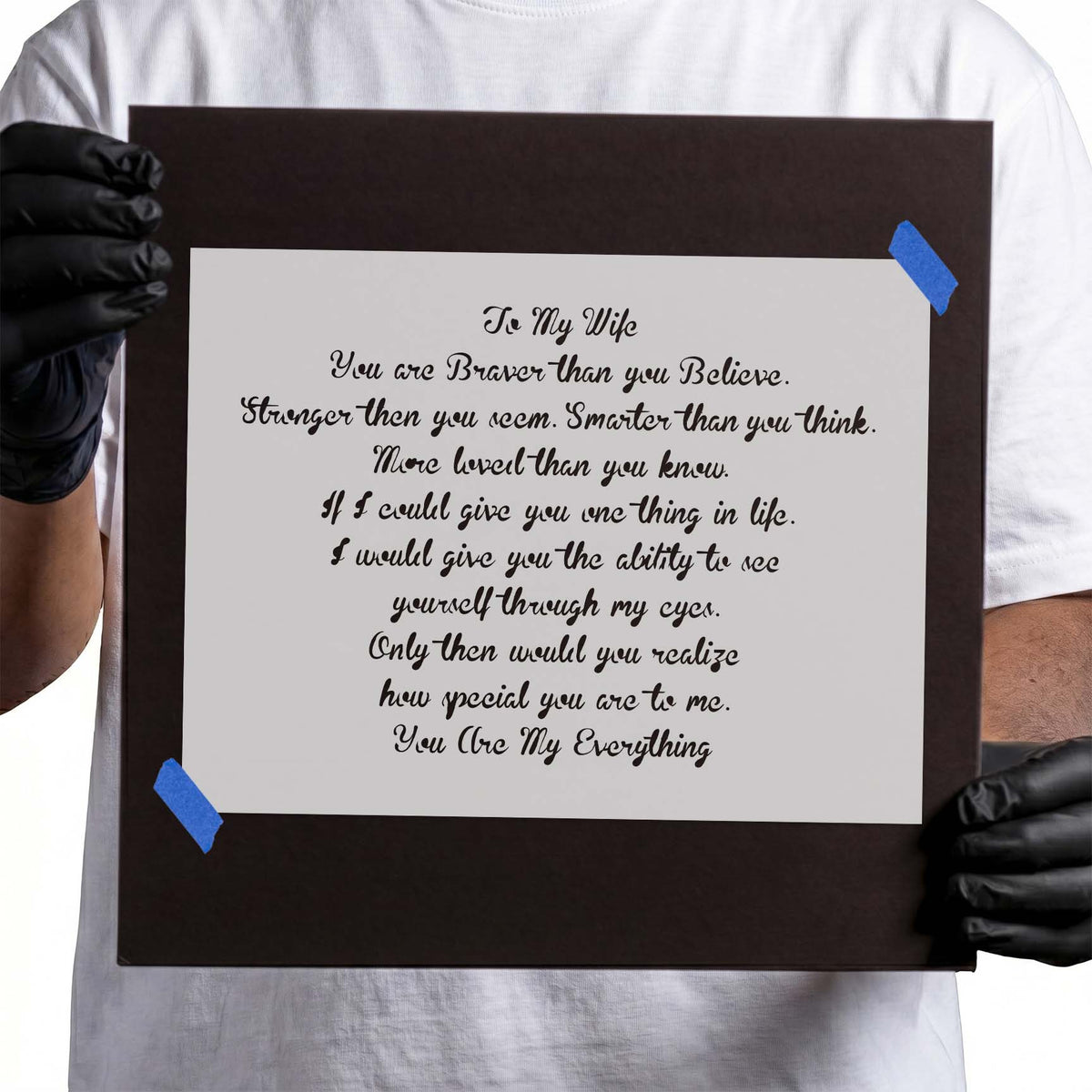 Wife quote stencil with heartfelt message in flowing script lettering