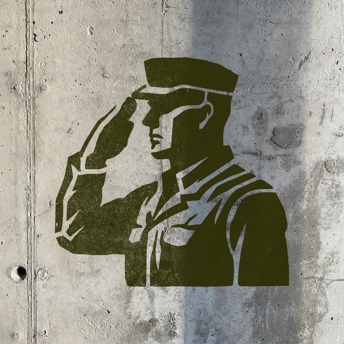Military Salute Silhouette Stencil depicting a uniformed service member saluting in profile.