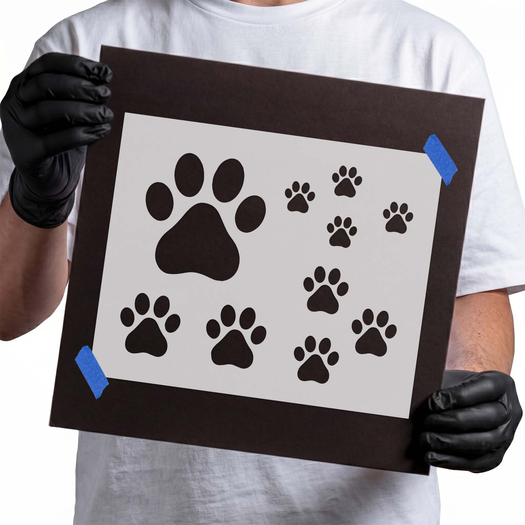 Dog paw print stencils