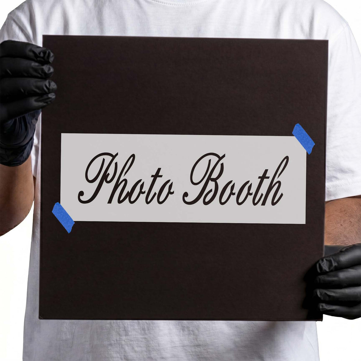 Photo Booth Script Stencil in elegant cursive lettering for party and event craft projects