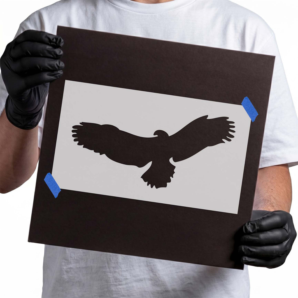 Give the Rising Eagle Stencil a bold look on this stencil display board