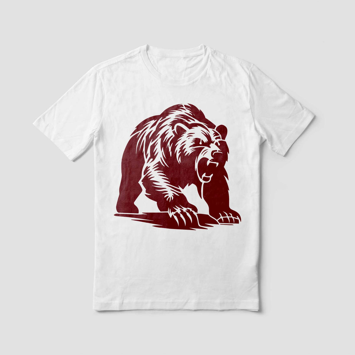 Roaring Grizzly Bear Stencil makes a striking wildlife graphic on a white shirt