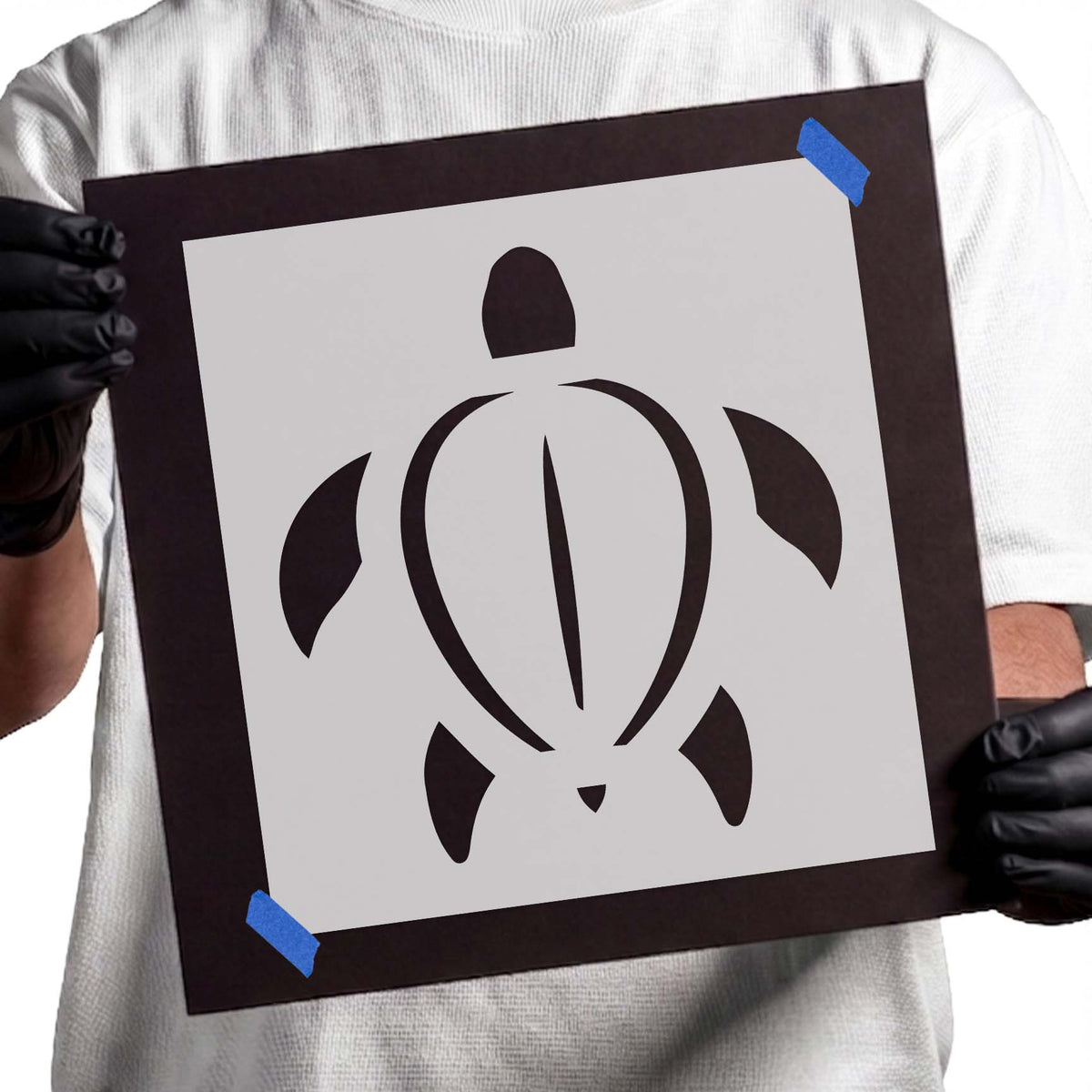 Simple turtle stencil with rounded shell and four flippers