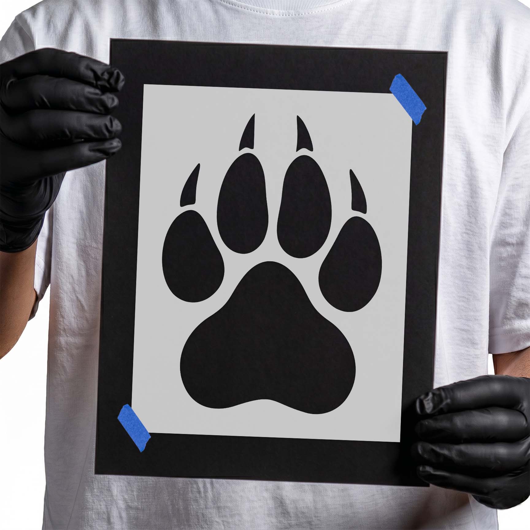 Bold wolf paw print with four claws silhouette