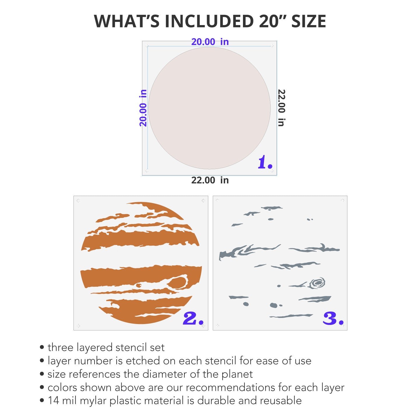 20 Inch Jupiter Mural Stencil Kit