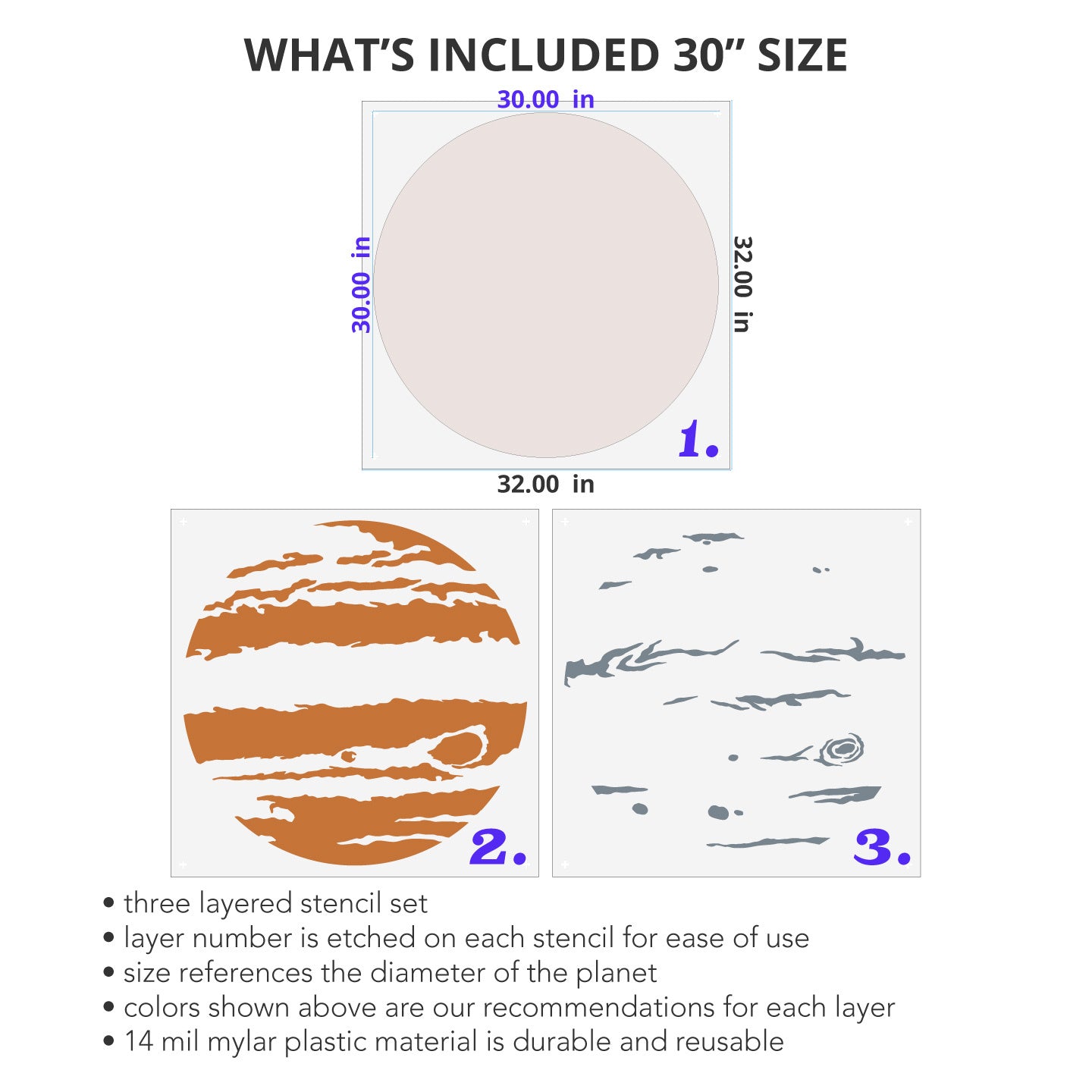 30 Inch Jupiter Mural Stencil Kit