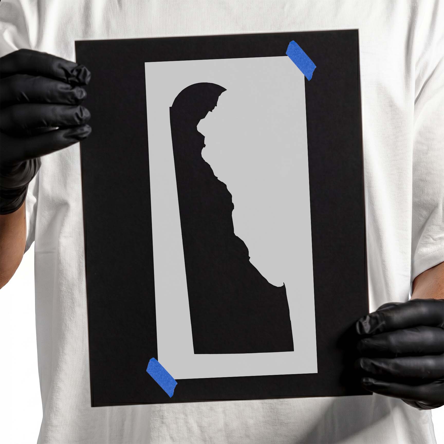 Delaware state outline stencil design