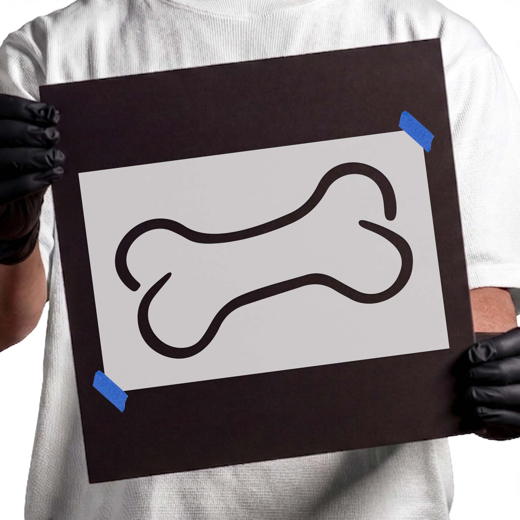 Dog bone stencil featuring a smooth curved outline with rounded ends