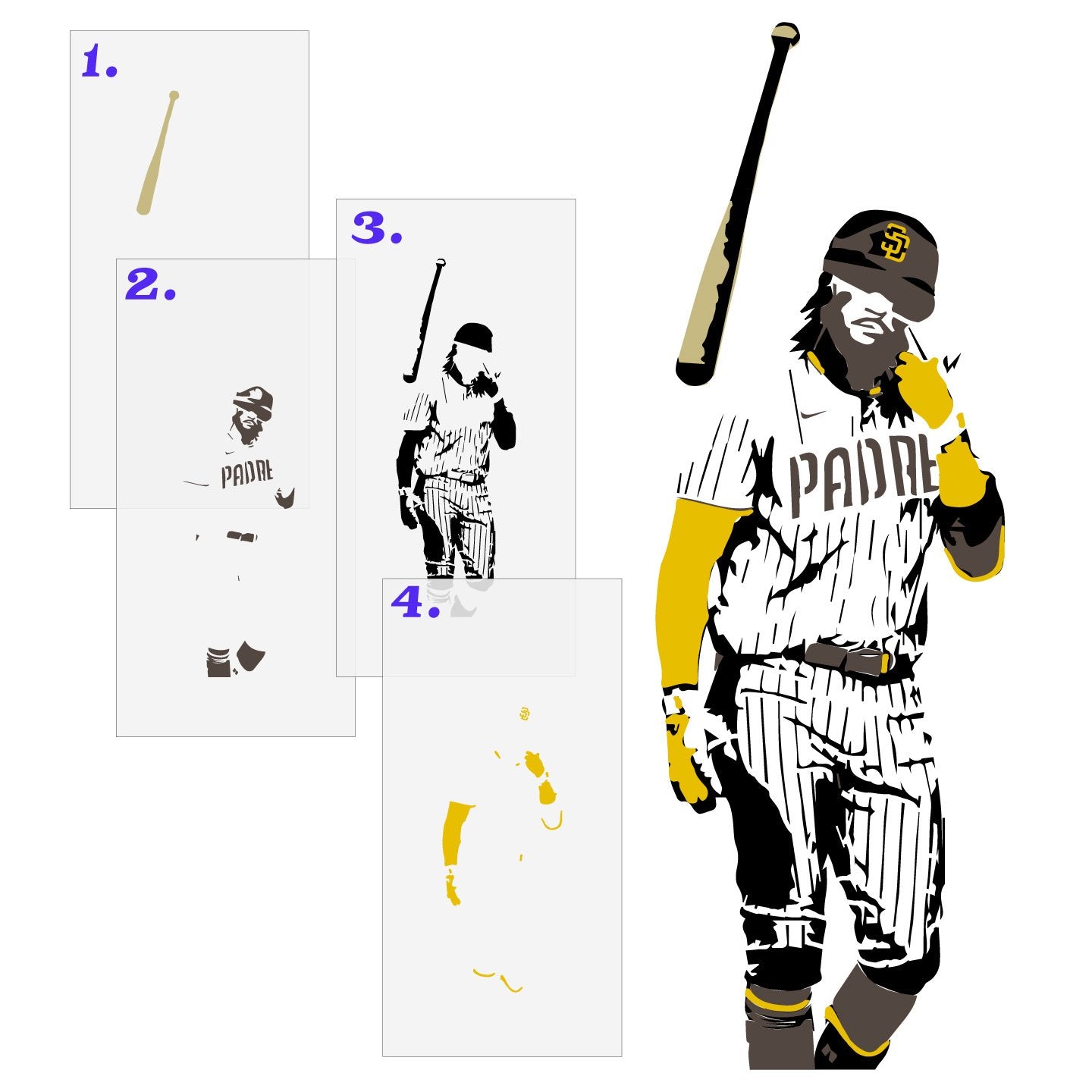 Fernando Tatis Jr. Bat Flip Layered Stencils