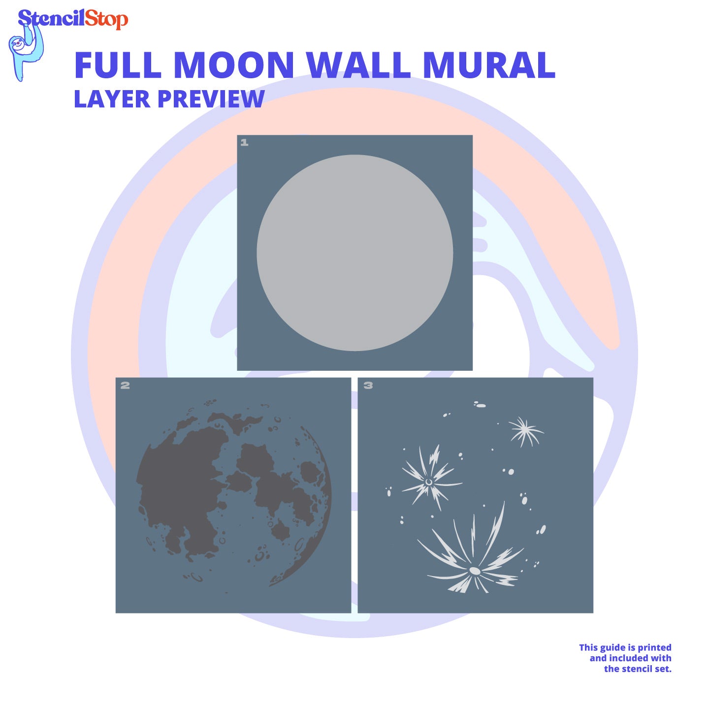Full Moon Wall Mural Stencil Set