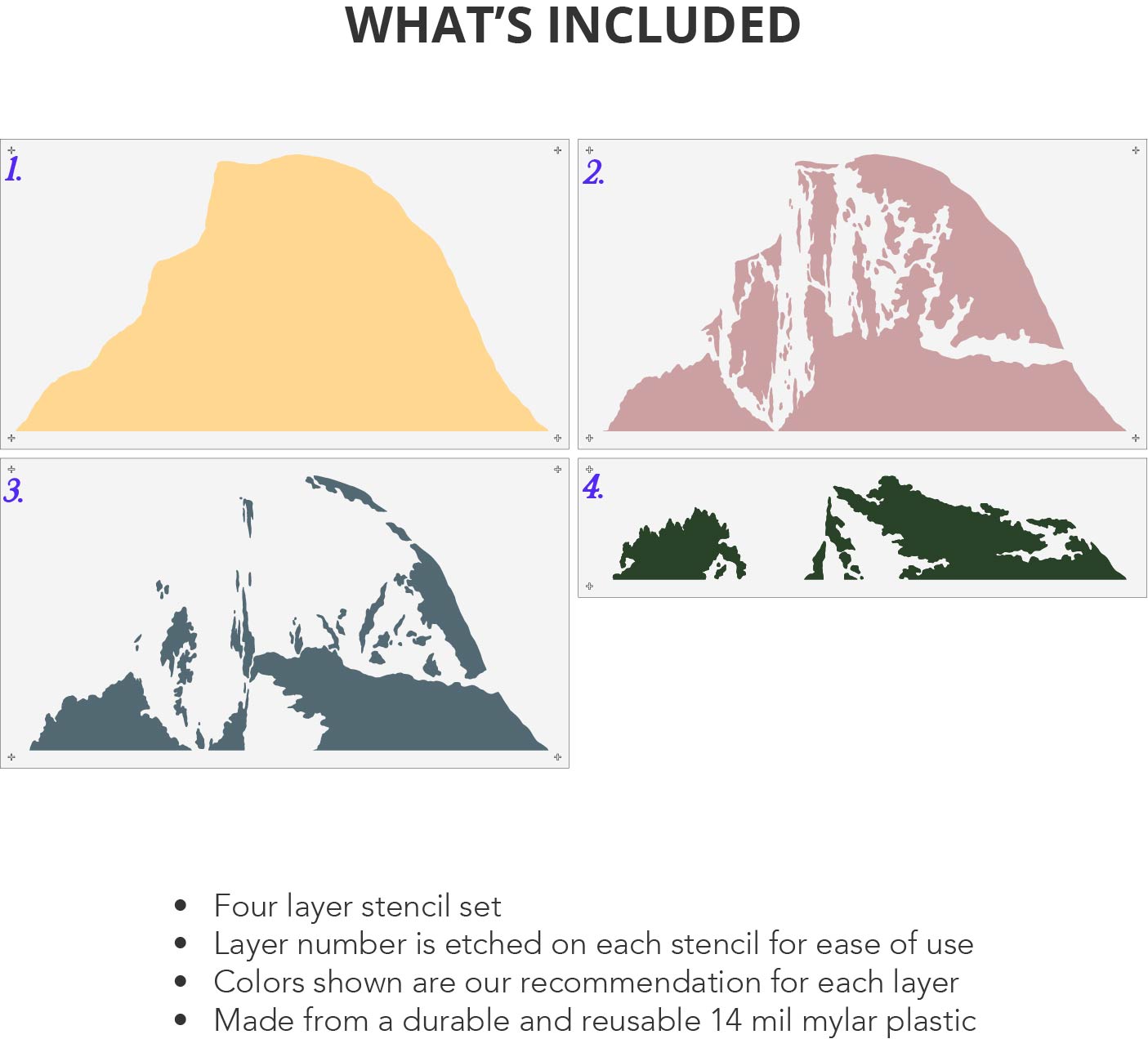 Half Dome Stencil Set What's Included