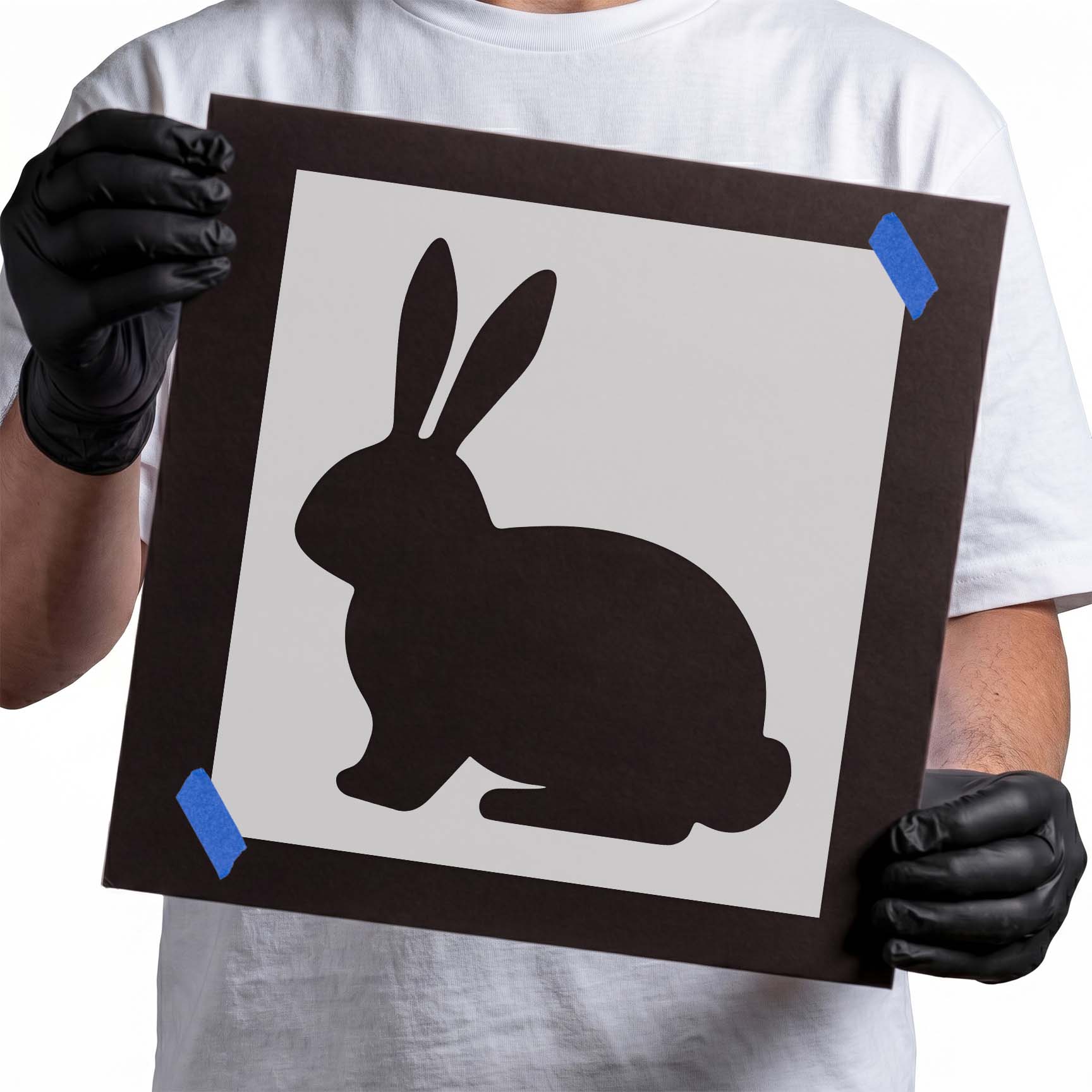 Classic Easter bunny silhouette stencil