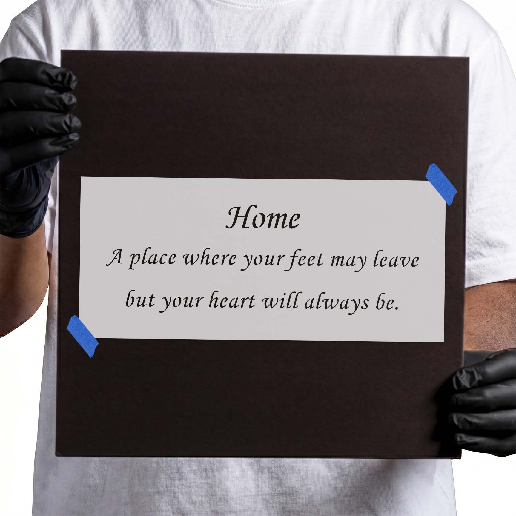 Home quote stencil with graceful four-line lettering