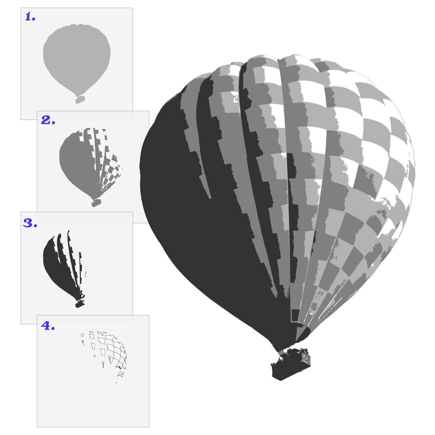 Hot Air Balloon Layered Stencil Set Stencil Stop