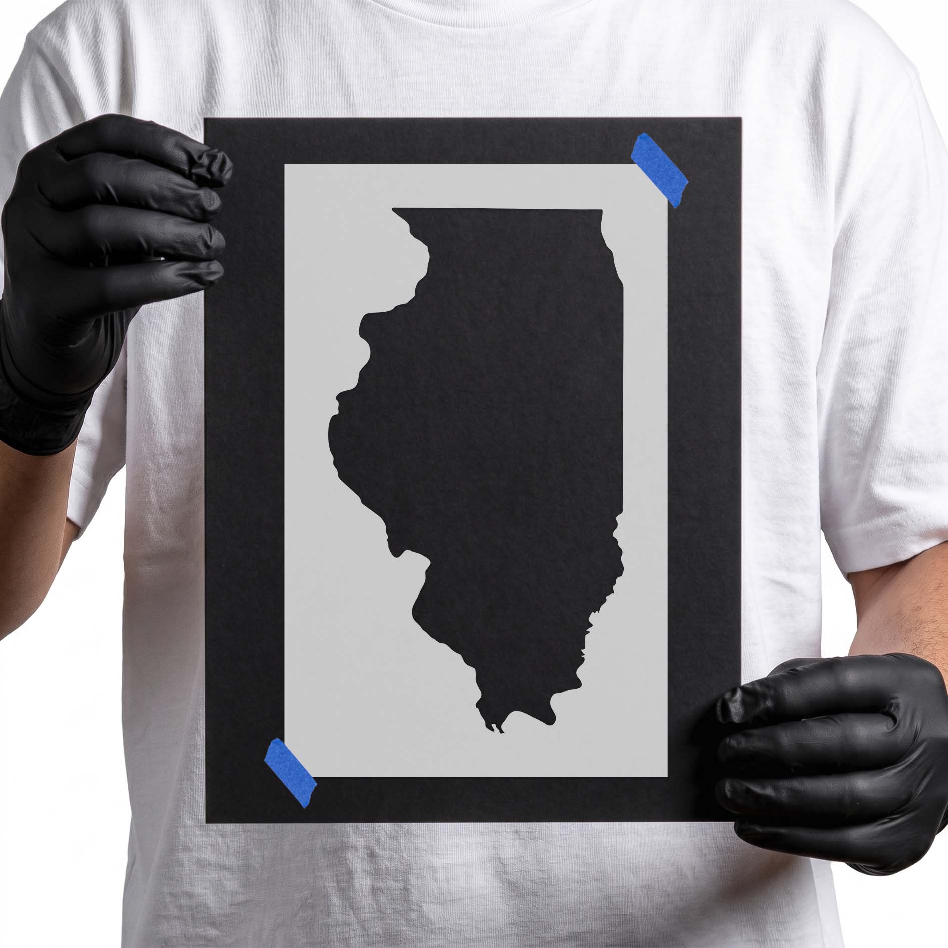 Illinois state outline silhouette stencil