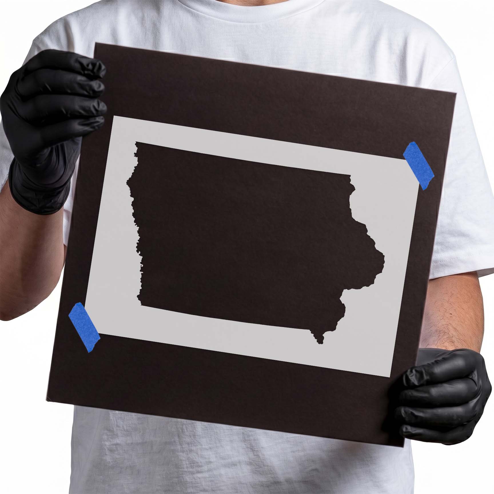 Solid Iowa silhouette showing its recognizable geographic state borders