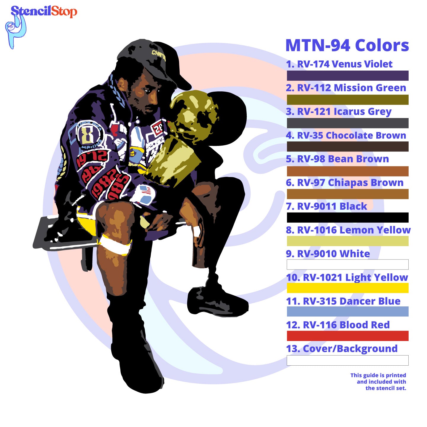 Kobe Bryant "Championship Hours" Layered Stecil Set Color Guide